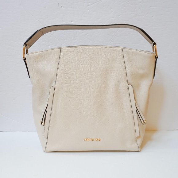 Michael Kors Evie Large Hobo Shoulder Leather Bag Light Cream - Picture 4 of 11